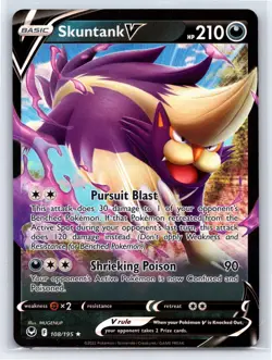 Pokemon TCG - Silver Tempest - Skuntank V Holofoil Rare Holo - 108/195 - Image 1