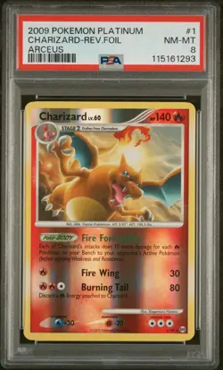 CHARIZARD #1 REVERSE HOLO FOIL 2009 POKEMON PLATINUM ARCEUS PSA 8 - Image 1