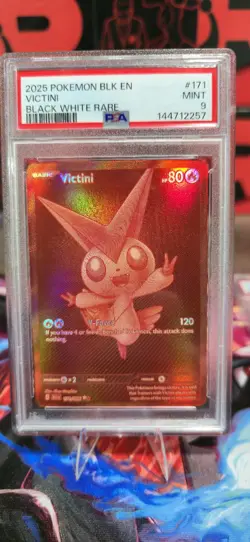 POKEMON 2025 Black Bolt VICTINI Black White Rare #171 PSA 9 Mint RARE - Image 1