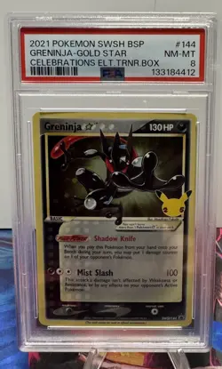 2021 Pokemon Sword & Shield Greninja - Gold Star #144 Celebrations ETB PSA 8 - Image 1