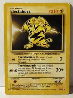 Electabuzz 020/102 Base Set MP Pokemon Fast Shipping - Image 1