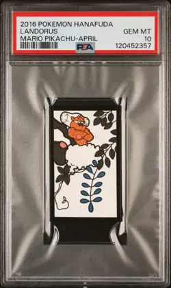 2016 POKEMON HANAFUDA MARIO PIKACHU APRIL LANDORUS PSA 10 - Image 1