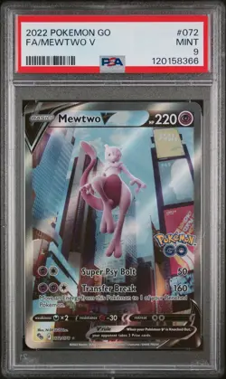 2022 POKEMON GO #072 FULL ART/MEWTWO V PSA 9 - Image 1