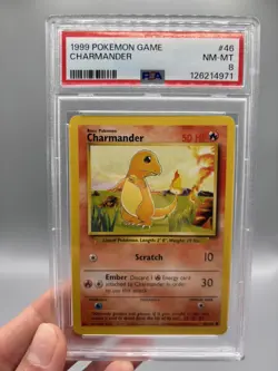 1999 Pokemon Game Base Set #46 Charmander PSA 8 NM-MT - Image 1