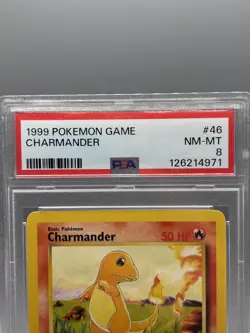 1999 Pokemon Game Base Set #46 Charmander PSA 8 NM-MT - Image 3