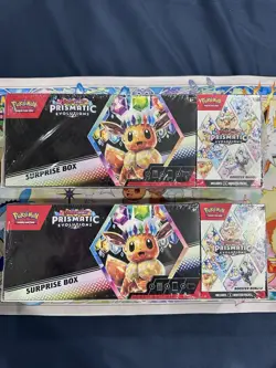 (2) Pokemon Sam’s Club Prismatic Evolutions Surprise Box + Booster Bundle Lot - Image 1