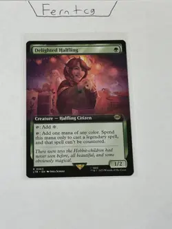Magic Delighted Halfling Rare Extended Art NM Lord of the Rings Ships Same Day! - Image 1