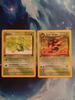 Pokemon Team Rocket 1st Edition Oddish + Dark Gloom 36/82 LP - Image 1