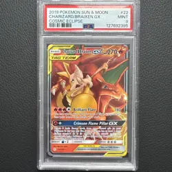 Pokemon Charizard & Braixen GX 22/236 Cosmic Eclipse PSA 9 Mint - Image 1