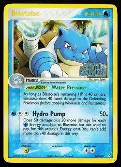 Blastoise 14/100 Rare Reverse Holo Stamped EX Crystal Guardians Pokemon Card - Image 1