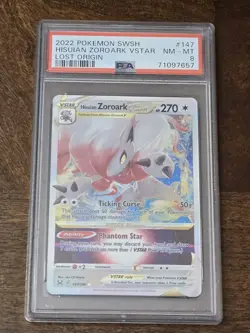 Pokemon TCG Lost Origin Hisuian Zoroark VSTAR Card 147/196 - PSA 8 - Image 1