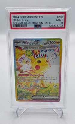 Pokemon TCG 2024 Pikachu ex 238/191 Sv08: Surging Sparks Holo PSA 9 - Image 1