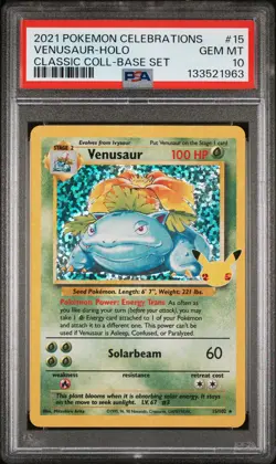 2021 POKEMON CELEBRATIONS CLASSIC COLL #15 VENUSAUR-HOLO PSA 10 - Image 1