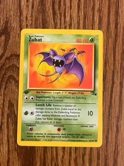 Pokemon TCG Zubat Fossil 57 Regular 1st Edition Common LP - Image 1