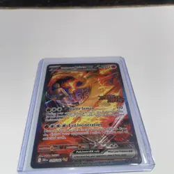 TEAM ROCKETS MOLTRES EX DESTINED RIVALS IR HOLO POKEMON STAMPED LP SHOWS WHITE - Image 1
