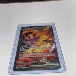 TEAM ROCKETS MOLTRES EX DESTINED RIVALS IR HOLO POKEMON STAMPED LP SHOWS WHITE - Image 4