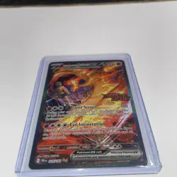 TEAM ROCKETS MOLTRES EX DESTINED RIVALS IR HOLO POKEMON STAMPED LP SHOWS WHITE - Image 5