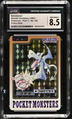 CGC 8.5 Aerodactyl Holo Prism Pocket Monsters Carddass 1997 Bandai Pokemon - Image 1