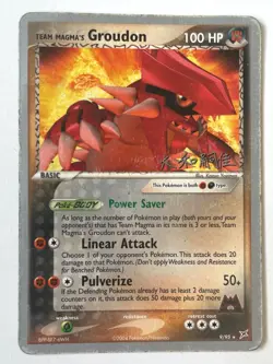 Pokemon Card 9/95 Team Magma's Groudon - WC - 2004 - Played - Aqua Vs Magma - Image 1