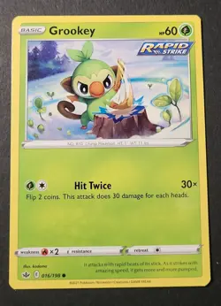 Pokemon Chilling Reign Grookey Common Card 016/198 NM - Image 1