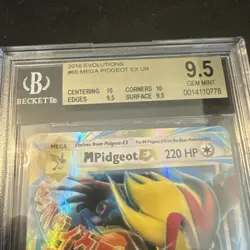 Pokemon TCG Evolutions 2016 M Pidgeot EX Ultra Rare Holo 65/108 Beckett 9.5 - Image 2