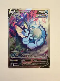 Pokemon TCG Vaporeon V SWSH183 Full Art Rapid Strike Holo Promo 210HP English - Image 1