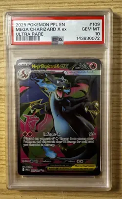 2025 Pokemon TCG PSA 10 MEGA CHARIZARD EX 109/094 Phantasmal Flames RARE - Image 1