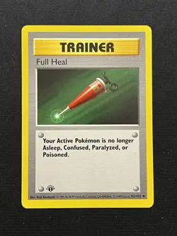Pokemon 1st EDITION Shadowless Full Heal Trainer #82/102 1999 Base Set - Image 1