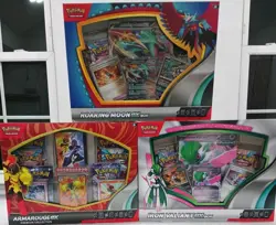 Pokemon TCG Roaring Moon & Iron Valiant Ex + Armarouge Ex Premium Box! New! - Image 1