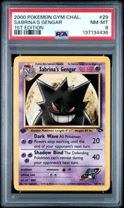 2000 POKEMON GYM CHALLENGE 1ST ED #29 SABRINA'S GENGAR PSA 8 - Image 1