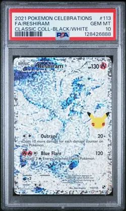 2021 POKEMON CELEBRATIONS CLASSIC COLL #113 FULL ART/RESHIRAM PSA 10 - Image 1