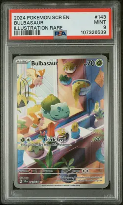 2024 POKEMON SCR EN-STELLAR CROWN ILLUSTRATION RARE #143 BULBASAUR PSA 9 - Image 1