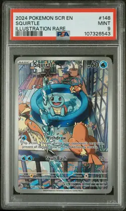2024 POKEMON SCR EN-STELLAR CROWN ILLUSTRATION RARE #148 SQUIRTLE PSA 9 - Image 1