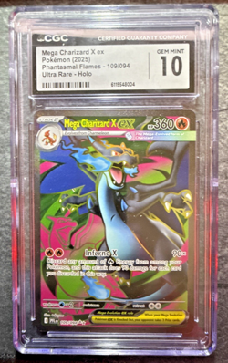 Mega Charizard X ex 109/094 Ultra Rare Pokemon Phantasmal Flames CGC GEM MINT 10 - Image 1