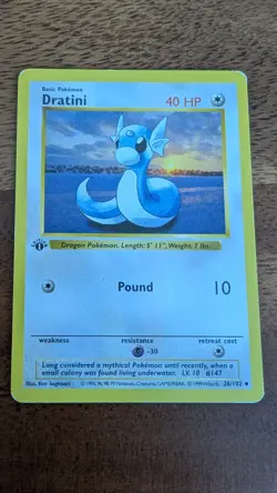 Pokemon TCG - Dratini (26/102) 1st Edition Base Set (Shadowless) Uncommon LP - Image 1