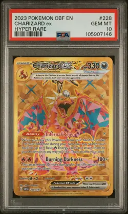 2023 POKEMON OBF EN-OBSIDIAN FLAMES HYPER RARE #228 CHARIZARD EX PSA 10 - Image 1