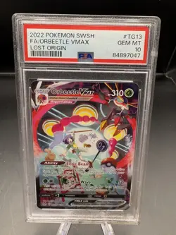 2022 POKEMON LOST ORIGIN #TG13 FULL ART/ORBEETLE VMAX PSA 10 - Image 1