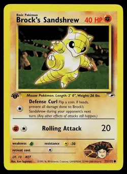 Pokemon Card - Brock's Sandshrew Gym Heroes 71/132 Common 1st Edition - Image 1