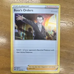 Pokemon TCG Boss's Orders 154/192 Swsh02: Rebel Clash Holo Rare Giovanni - Image 1