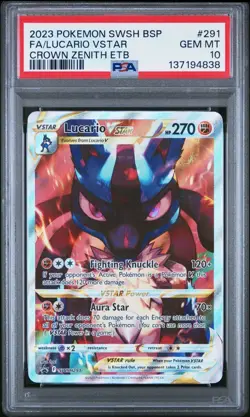 2023 POKEMON SWSH BLACK STAR PROMO 291 FULL ART/LUCARIO VSTAR PSA 10 - Image 1