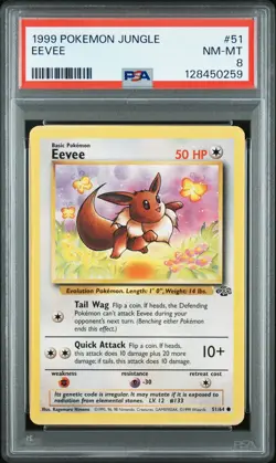 1999 POKEMON JUNGLE #51 EEVEE PSA 8 - Image 1