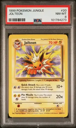 1999 Pokemon Jungle Non-Holo #20 Jolteon PSA 8 - Image 1