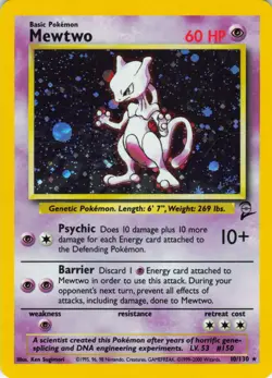 Mewtwo - Holo - 10/130 Base Set 2 - WOTC Unlimited - Pokemon TCG - 2000 - Image 1