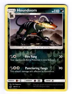 Houndoom SM - Crimson Invasion #59 (2017) Rare Reverse Holo NM Pokemon - Image 1