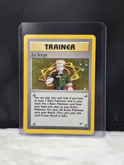 Pokemon TCG Lt. Surge 17/132 Gym Heroes Unlimited Holo Rare Trainer Card LP - Image 1