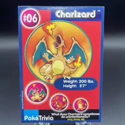 Charizard 1999 Original 151 Pokemon Burger King PokeTrivia Trading Card #06 - Image 1