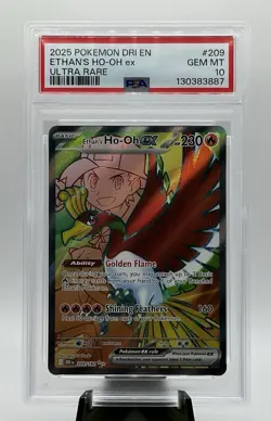 2025 POKEMON SV - DRI EN #209/182 ETHAN'S HO-OH EX ULTRA RARE -PSA 10 - Image 1