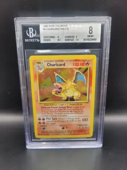 1999 Pokemon Base Set Unlimited Charizard Holo #4 BGS 8 NM-MINT Vintage - Image 1