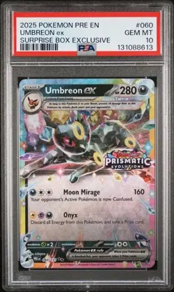 PSA 10 - 2025 Pokemon Prismatic Evolutions Suprise Box UMBREON EX #060 (8613) - Image 1