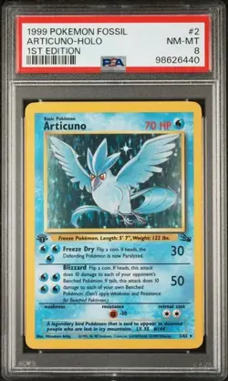 PSA 8 - 1999 Pokemon Fossil ARTICUNO 1st Edition Holo #2 (6440) - Image 1